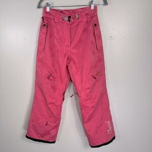 LIQUID girls pink snowboard ski pants waterproof snow insulated medium floral